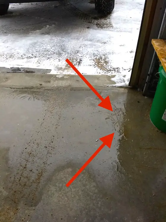 water on garage floor