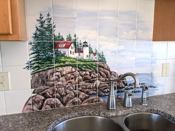 hand painted tile backsplash